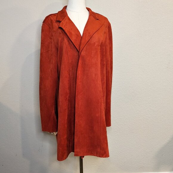Premise Jackets & Blazers - Premise Faux Suede Coat Red Pepper Sz XL